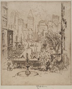Van Clark Street naar Wall Street, 1924 door Joseph Pennell