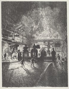 In de kaken van de dood, rollen van staven voor granaten, 1916 door Joseph Pennell