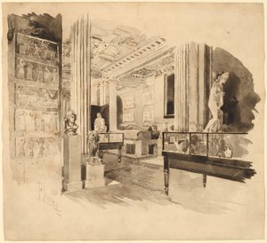 Interieur, Fitzwilliam Museum door Joseph Pennell