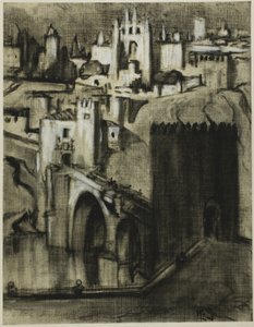 Het zijn rijstroken met paleizen rond de helling, Toledo door Joseph Pennell
