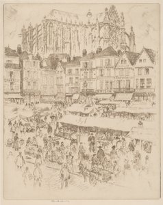 Het Plein, Beauvais door Joseph Pennell
