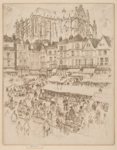Het Plein, Beauvais door Joseph Pennell