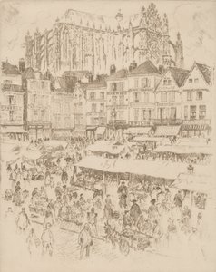 La Place, Beauvais, 1907 door Joseph Pennell