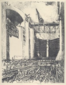 Het leggen van de vloer van Pedro Muguel Lock, 1912