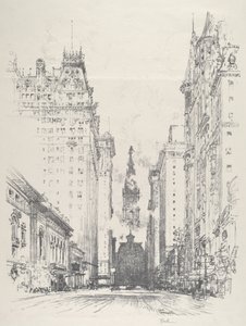 Broad Street vanaf Spruce Street, 1912 door Joseph Pennell