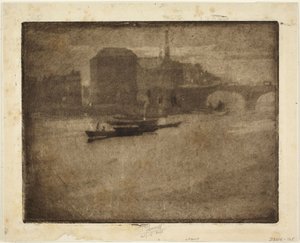 Mist op de Theems door Joseph Pennell