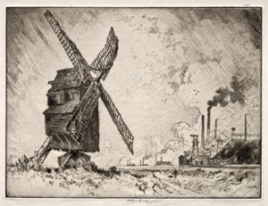 Oude en Nieuwe Molens, Valenciennes, Frankrijk door Joseph Pennell