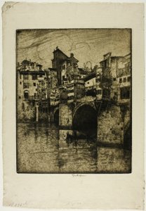 Ponte Vecchio, Florence door Joseph Pennell