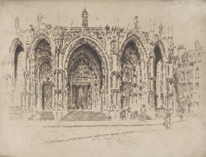 Portiek van San Maclou, Rouen, 1907 door Joseph Pennell
