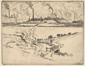 Potlands, Longport, Sept. 1909 door Joseph Pennell