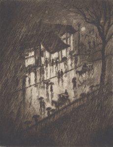 Regenachtige nacht, Charing Cross Shops, 1903