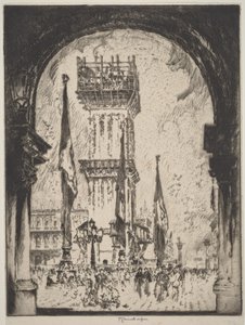 De herbouw van de Campanile, Venetië, nr. I door Joseph Pennell