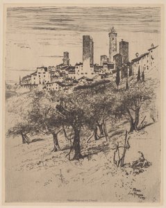 San Gimignano door Joseph Pennell