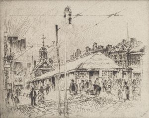 Second Street Market, Philadelphia, 1920 door Joseph Pennell