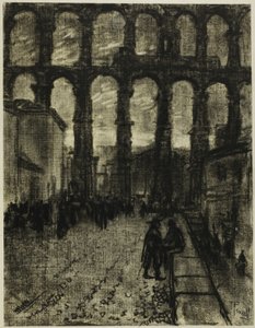 Segovia, Het Aquaduct vanaf de Markt door Joseph Pennell