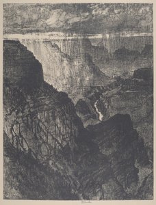 Storm in de Grand Canyon door Joseph Pennell