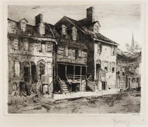 Straatvegers, Oude huizen door Joseph Pennell