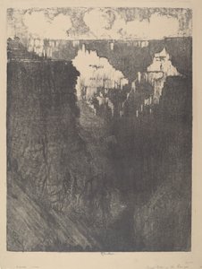 Zonsondergang steden in de canyon door Joseph Pennell