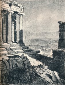 Tempel van Theseus vanaf de Akropolis door Joseph Pennell