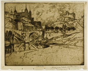 Het Alcazar, Toledo door Joseph Pennell