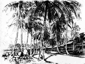 Het Amerikaanse Kwartier, plaat I uit Het Panamakanaal door Joseph Pennell