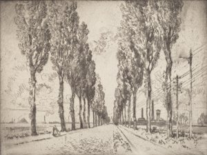 De laan, Valenciennes, 1910 door Joseph Pennell