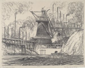 De grote staalfabriek, Gary, Indiana door Joseph Pennell