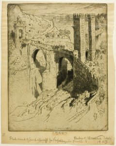 De brug van Alcantara, Toledo door Joseph Pennell