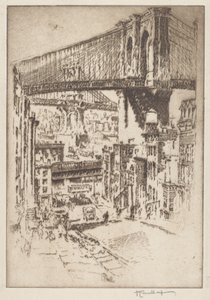 De Bruggen, vanuit Brooklyn door Joseph Pennell