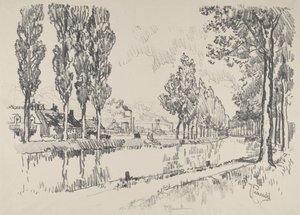 Het kanaal bij Blanzy, Frankrijk door Joseph Pennell
