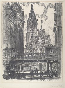 Het Stadhuis en de Brug over Market Street