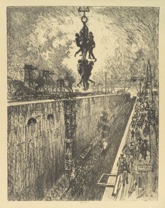 Het einde van de dag, Gatun Lock, 1912 door Joseph Pennell