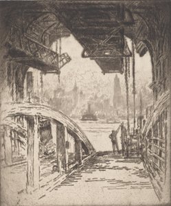 Het veerhuis, 1919 door Joseph Pennell