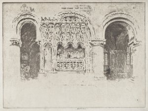Het Graf van de Stichter, Kerk van Sint Bartholomeus de Grote door Joseph Pennell