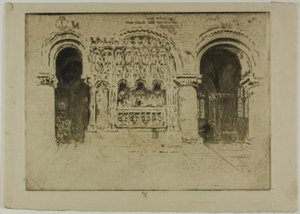 Het graf van de stichter, Kerk van de Heilige Bartholomeus de Grote door Joseph Pennell