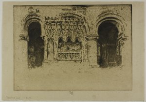 Het graf van de stichter, Kerk van de Heilige Bartholomeus de Grote door Joseph Pennell