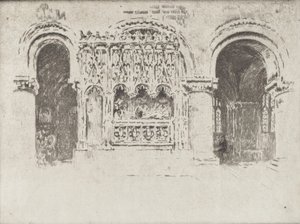 Het Graf van de Stichter, Kerk van Sint Bartholomeus de Grote door Joseph Pennell