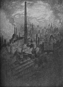 De Grote Schoorsteen, Sheffield, 1910 door Joseph Pennell