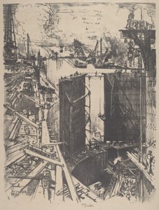 De Sluisdeur, Gatun Lock door Joseph Pennell