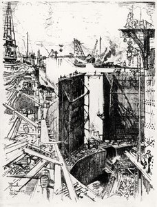 De Sluispoort bij Gatun, plaat V uit Het Panamakanaal door Joseph Pennell, 1912 door Joseph Pennell
