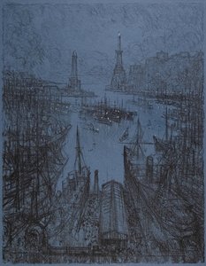 De haven, Genua, 1913 door Joseph Pennell