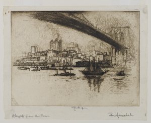 The Heights, Brooklyn, 1924 door Joseph Pennell