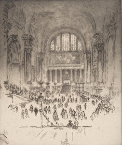 De Marmeren Hal, Pennsylvania Station, New York, 1919 door Joseph Pennell