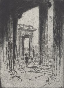 Het portiek, British Museum door Joseph Pennell