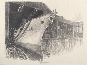 De boeg, 1917 door Joseph Pennell