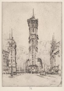 Het Times Gebouw door Joseph Pennell