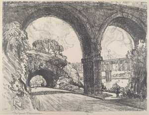 De tunnel in het park, 1912. door Joseph Pennell