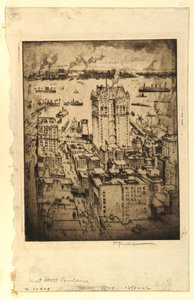 Het West Street Gebouw vanaf het Singer Gebouw door Joseph Pennell
