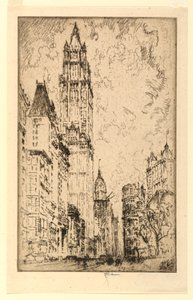 Het Woolworth Gebouw door Joseph Pennell
