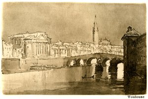 Toulouse, de Garonne. Gravure naar een aquarel van Joseph Pennell (1857-1926) ter illustratie van Henry James